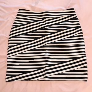 Express Black/White Striped Mini Skirt